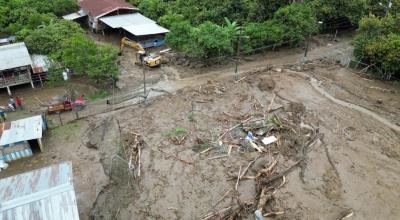 Vista panorámica de un sector rural de Chone, tras un deslizamiento de tierra, el 10 de marzo de 2023. 