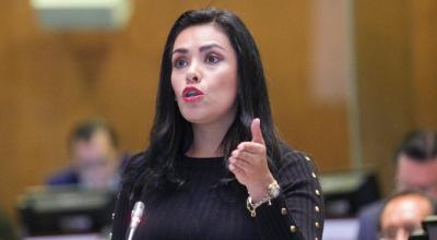 Jeannine Cruz, exasambleísta y comisionada del caso Gabela, durante la sesión de la Asamblea del 5 de noviembre de 2019, en Quito.