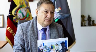 Juan Zapata, ministro del Interior, durante una entrevista con PRIMICIAS, el 22 de marzo de 2023, en Quito.