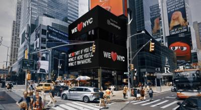 La ciudad de Nueva York su nuevo logo "We ♥ NYC". 