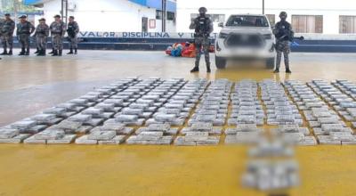 La Policía reportó la incautación de 512 paquetes de droga, el 26 de marzo de 2023, en Napo.