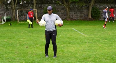 Antonio Valencia, durante un entrenamiento del AV25, en Cumbayá, el 28 de marzo de 2023. 