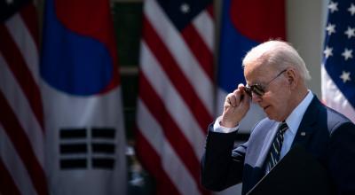 El presidente de Estados Unidos, Joe Biden, habló sobre Corea del Norte, el 26 de abril de 2023. 
