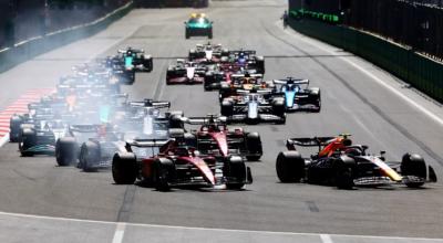 Los pilotos de la Fórmula 1 durante el Gran Premio de Azerbaiyán, en Bakú.