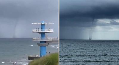 Imágenes de la tromba marina detectada frente a Santa Elena.