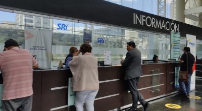 Ventanilla de atención ciudadana del SRI, en la Plataforma Financiera, en el norte de Quito, marzo de 2023. 