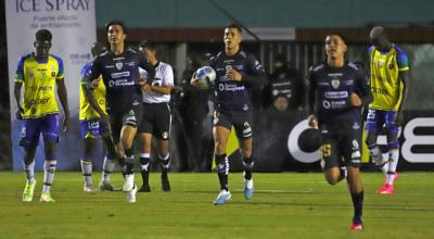 Michael Hoyos, después de anotar su gol en el partido de Independiente del Valle ante Gualaceo, el 6 de mayo de 2023.