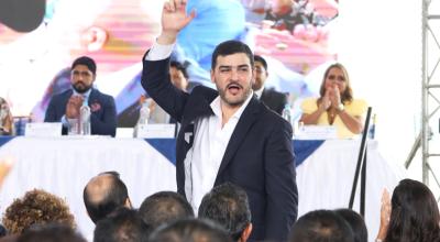 El alcalde electo de Guayaquil, Aquiles Álvarez, durante la entrega de credenciales en el Palacio de Cristal, el 9 de mayo de 2023. 