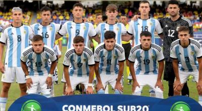 Los jugadores de la selección argentina antes de uno de sus partidos en el Sudamericano Sub 20, en Colombia.