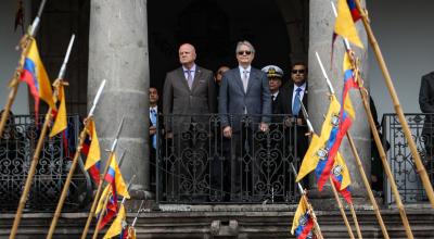El vicepresidente Alfredo Borrero y el presidente Guillermo Lasso, en Quito, el 30 de agosto de 2022.