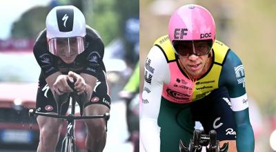 Los ciclistas Remco Evenepoel Rigoberto Urán en el  Giro Italia 2023.