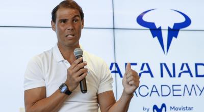 Rafael Nadal en conferencia de prensa en su academia en Manacor, el 18 de mayo de 2023. 