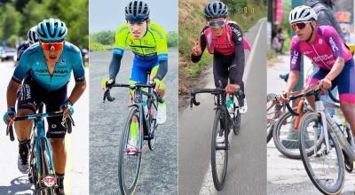 Martín López, Bryan Obando, Nixon Rosero, Lenin Montenegro, cuatro de los ciclistas de Ecuador que corrieron el Tour de l'Avenir 2022. 