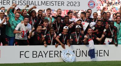 Bayern Múnich festeja el título de la Bundesliga, el 27 de mayo de 2023. 