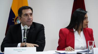 El perito Roberto Meza, en rueda de prensa sobre el caso Gabela, este 1 de junio de 2023.