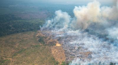Un parte de la Amazonía en Colombia, consumida por un incendio forestal, el 4 de febrero de 2022. 