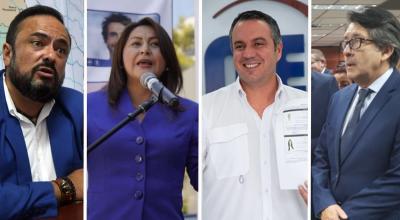 Paúl Carrasco, Ximena Peña, Guillermo Celi y César Montúfar, candidatos presidenciales de 2021. 