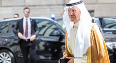 El ministro de Energía de Arabia Saudita, Abdul Aziz Bin Salman, llegó a Viena a la reunión de la OPEP, el 3 de junio de 2023.