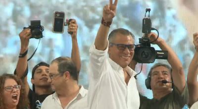 Jorge Glas, exvicepresidente de la República, durante el acto de proclamación de candidatos de la Revolución Ciudadana, el 10 de junio de 2023, en Portoviejo.