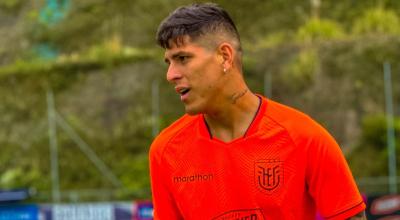 Piero Hincapié, durante un entrenamiento en la Casa de la Selección, en Quito,el 9 de junio de 2023.