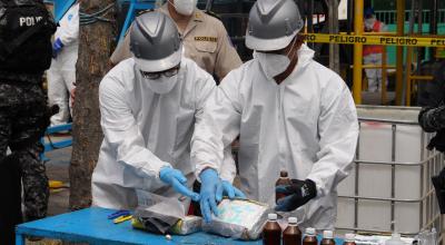 En un lugar desconocido, la Policía Nacional y el Ministerio del Interior destruyeron 16,6 toneladas de cocaína, el 23 de junio de 2023