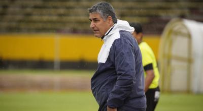 Santiago Escobar, durante el partido ante Mushuc Runa, en Quito, el 23 de octubre de 2021. 