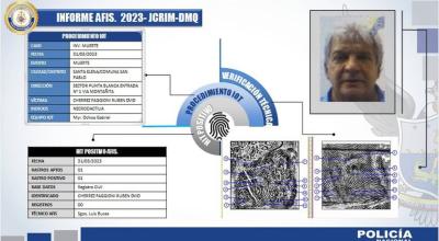 Ficha policial de Rubén Cherres, tras el asesinato del empresario en Santa Elena, el 31 de marzo de 2023. 