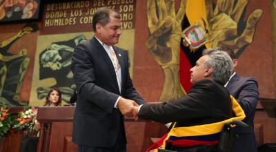 Rafael Correa entregó el poder a su sucesor Lenín Moreno, el 24 de mayo de 2017.