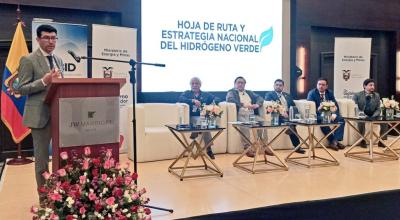 Presentación en el evento "Hoja de ruta y estrategia nacional de producción y uso del hidrógeno verde en Ecuador", este 19 de julio de 2023.