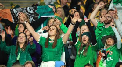 Aficionados de Irlanda durante el partido de la Copa Mundial Femenina de la FIFA 2023 entre Australia e Irlanda, el 20 de julio.