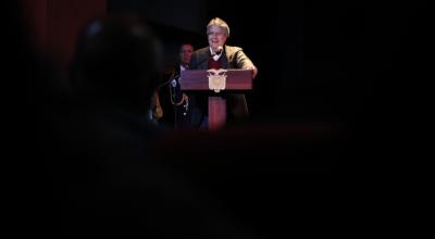 El presidente Guillermo Lasso en un evento en Quito, el 5 de julio de 2023.