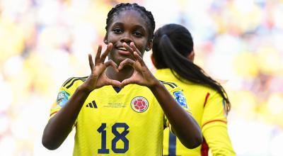 Linda Caicedo de Colombia celebra su tanto ante Corea del Sur, durante un partido de la Copa Mundial Femenina, el 24 de julio de 2023.