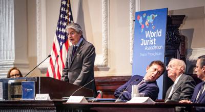 Guillermo Lasso asistió al World Law Congress, el 20 de julio de 2023.