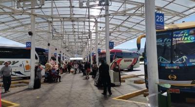 Buses interprovinciales en la terminal de Quitumbe, al sur de Quito, el 4 de agosto de 2023