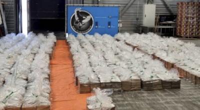 Evidencia de la cocaína incautada en Países Bajos, en un barco procedente de Ecuador, el 10 de agosto de 2023. 