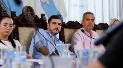 El alcalde de Guayaquil, Aquiles Alvarez, en una reunión del concejo municipal, el 10 de agosto de 2023. 