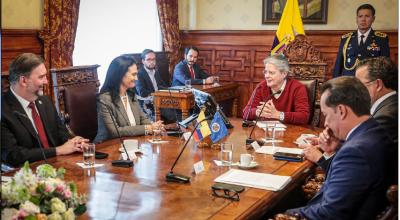 El presidente Guillermo Lasso, recibió a la Jefa de la Misión de Observadores Electorales de la OEA, Isabel de Saint-Malo, el 16 de agosto 2023.