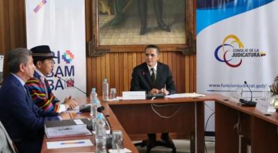 El presidente del Consejo de la Judicatura, Wilman Terán, en una actividad en Riobamba el 23 de juliode 2023.