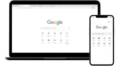 Imagen referencial. Dos dispositivos mostrando el buscador Google. 