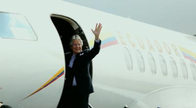 El presidente Guillermo Lasso el 29 de mayo de 2023, en el aeropuerto de Guayaquil.