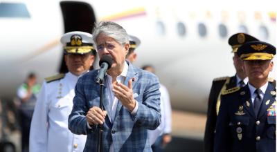 El presidente Guillermo Lasso, durante su salida a su último viaje oficial, el 17 de septiembre de 2023.