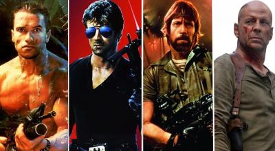Los actores de acción Arnold Schwarzenegger, Sylvester Stallone, Chuck Norris y Bruce Willis.