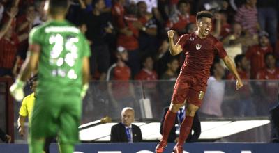 Gaibor, durante un partido entre Independiente de Avellaneda y Gremio por la Recopa Sudamericana, en 2018.