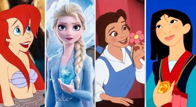 Personajes de las películas 'La sirenita', 'Frozen', 'La Bella y la Bestia' y 'Mulán'.