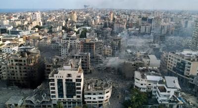 Imagen referencial. Daños provocados por los bombardeos del grupo Hamás en la Franja de Gaza, el 10 de octubre de 2023. 