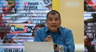 Rafael Correa, expresidente de Ecuador, en un evento en Caracas, Venezuela, en marzo de 2023.