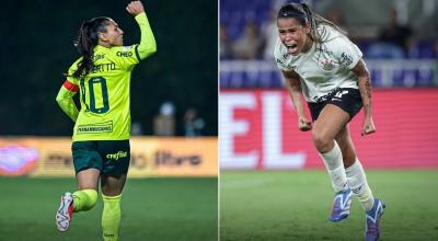 Las jugadoras de Palmeiras y de Corinthians festejan tras pasar a la final de la Copa Libertadores femenina 2023.