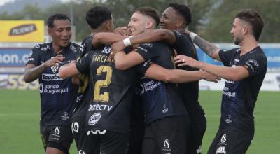 Los jugadores celebrando el gol en el partido ante Guayaquil City el 22 de octubre.