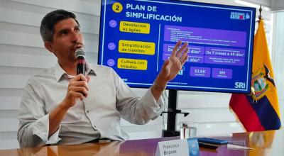 Francisco Briones, director del SRI, durante el balance de su gestión. 14 de noviembre de 2023