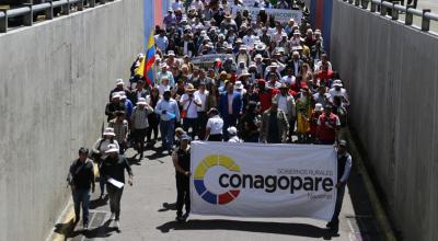 Marcha de juntas parroquiales, en Quito, el 8 de noviembre de 2023.